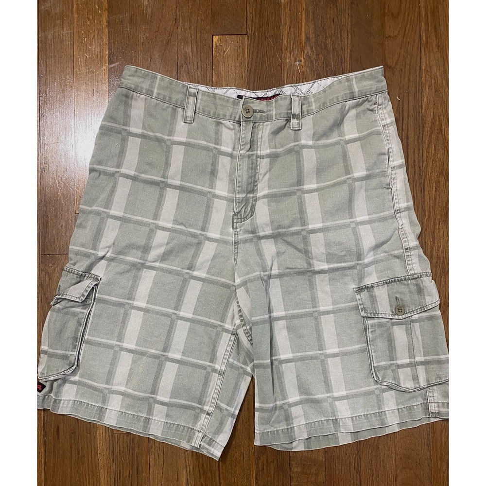 Men's Y2K Style Cargo Shorts 34 Plaid Tony Hawk Skater Preppy Grunge Streetwear